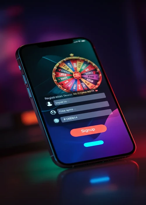 Detailed view of the Pyramid Spins Casino registration form on a desktop screen, showcasing user-friendly input fields and secure sign-up process, with a bonus banner in the background.